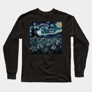 Enchanted Flower Garden Night: Agapanthus Starry Floral Long Sleeve T-Shirt